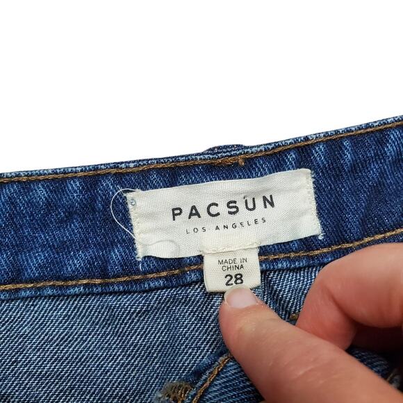 Pacsun Denim Micro Mini Skirt Side Stripe Varsity 100% Cotton Women's Size 28 - Picture 10 of 13